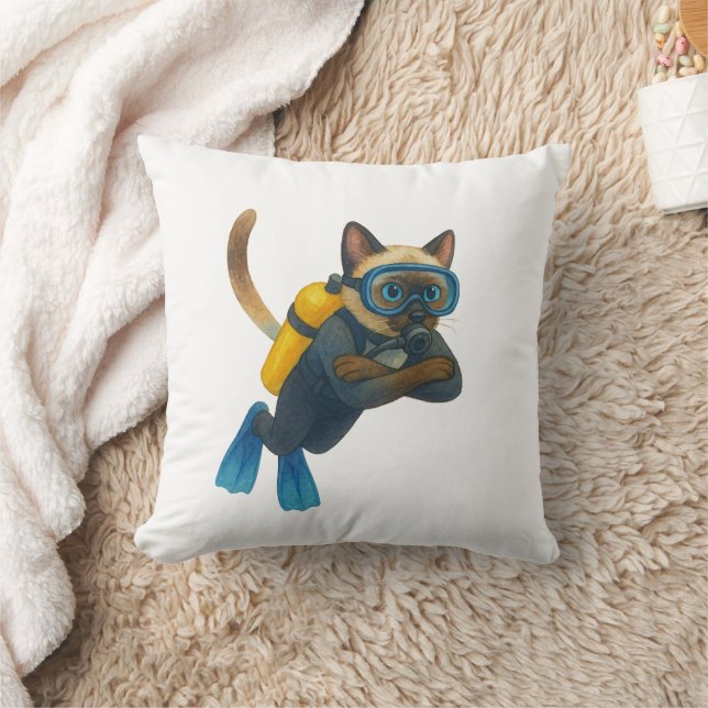 Cat scuba divers dive in the sea kissen (Decke)