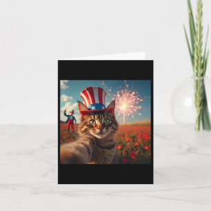 Cat Selfie 4. Juli American Flag Patriotic USA Karte