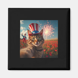Cat Selfie 4. Juli American Flag Patriotic USA Magnet