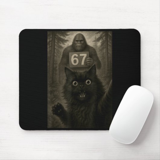 Cat Selfie 67 Meme Six Seven Funny Bigfoot Mousepad (Mit Mouse)