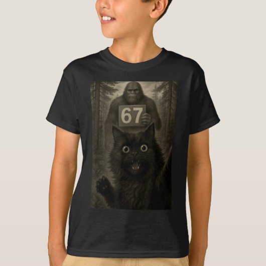 Cat Selfie 67 Meme Six Seven Funny Bigfoot  T-Shirt (Vorderseite)
