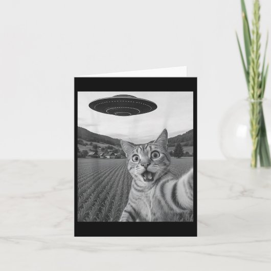 Cat Selfie mit Alien Ufo Funny Cat Funny Alien Karte (Vorderseite)