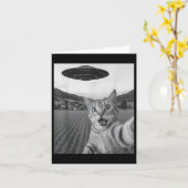 Cat Selfie mit Alien Ufo Funny Cat Funny Alien Karte (Gelbe Blume)