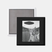 Cat Selfie mit Alien Ufo Funny Cat Funny Alien Magnet (Vorderseite/Rückseite)