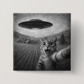 Cat Selfie mit Alien UFO Funny Cat Geschenke Button (Vorderseite)