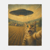 Cat Selfie mit Alien UFO Funny Cat Geschenke Fleecedecke (Vorderseite)