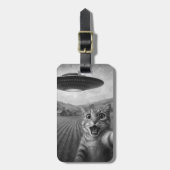 Cat Selfie mit Alien UFO Funny Cat Geschenke Gepäckanhänger (Vorderseite vertikal)