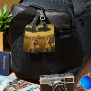 Cat Selfie mit Alien UFO Funny Cat Geschenke Gepäckanhänger