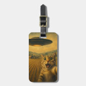 Cat Selfie mit Alien UFO Funny Cat Geschenke Gepäckanhänger (Vorderseite vertikal)