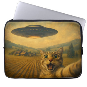 Cat Selfie mit Alien UFO Funny Cat Geschenke Laptopschutzhülle