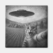 Cat Selfie mit Alien UFO Funny Cat Geschenke Magnet (Vorne)