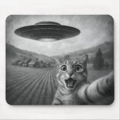 Cat Selfie mit Alien UFO Funny Cat Geschenke Mousepad (Vorne)