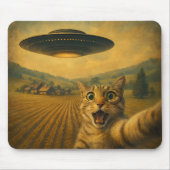 Cat Selfie mit Alien UFO Funny Cat Geschenke Mousepad (Vorne)