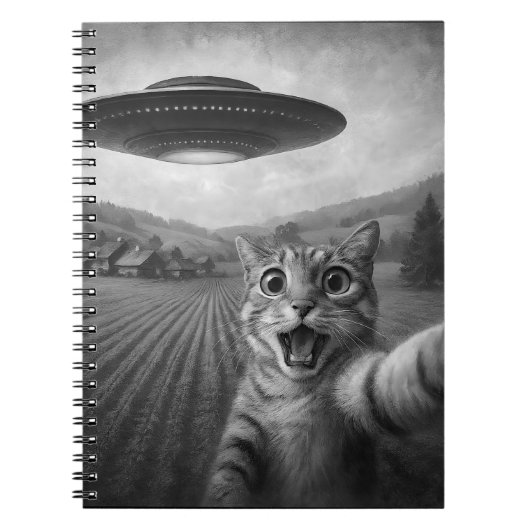 Cat Selfie mit Alien UFO Funny Cat Geschenke Notizblock (Vorderseite)