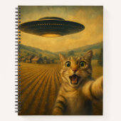 Cat Selfie mit Alien UFO Funny Cat Geschenke Notizblock (Vorderseite)