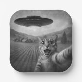 Cat Selfie mit Alien UFO Funny Cat Geschenke Pappteller (Vorderseite)