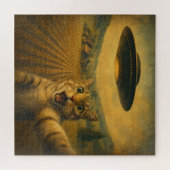 Cat Selfie mit Alien UFO Funny Cat Geschenke Puzzle (Horizontal)