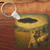 Cat Selfie mit Alien UFO Funny Cat Geschenke Schlüsselanhänger (Vorderseite)