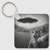 Cat Selfie mit Alien UFO Funny Cat Geschenke Schlüsselanhänger (Vorderseite)