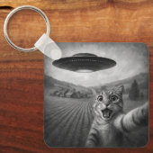 Cat Selfie mit Alien UFO Funny Cat Geschenke Schlüsselanhänger (Vorderseite)