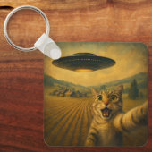 Cat Selfie mit Alien UFO Funny Cat Geschenke Schlüsselanhänger (Vorderseite)