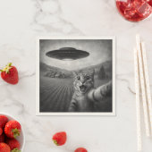 Cat Selfie mit Alien UFO Funny Cat Geschenke Serviette (Beispiel)