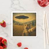 Cat Selfie mit Alien UFO Funny Cat Geschenke Serviette (Beispiel)
