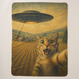 Cat Selfie mit Alien UFO Funny Cat Geschenke Sherpadecke
