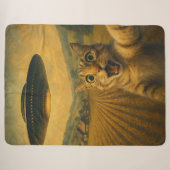 Cat Selfie mit Alien UFO Funny Cat Geschenke Sherpadecke (Vorderseite (Horizontal))
