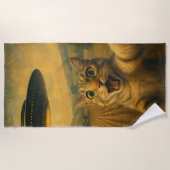 Cat Selfie mit Alien UFO Funny Cat Geschenke Strandtuch (Vorderseite)