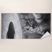 Cat Selfie mit Alien UFO Funny Cat Geschenke Strandtuch (Vorderseite)