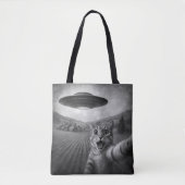 Cat Selfie mit Alien UFO Funny Cat Geschenke Tasche (Vorderseite)