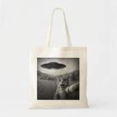 Cat Selfie mit Alien UFO Funny Cat Geschenke Tragetasche (Vorne)
