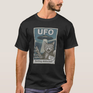 Cat Selfie mit Alien UFO Funny Graphic Alien Anim T-Shirt