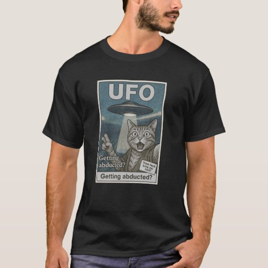 Cat Selfie mit Alien UFO Funny Graphic Alien Anim T-Shirt (Vorderseite)