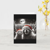 Cat Selfie Racoon Funny Santa Christmas Dog  Karte (Gelbe Blume)