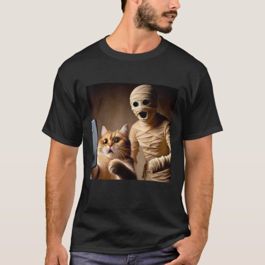 Cat Selfie Shirt Beängstigend Mummy Funny Meme Cre (Vorderseite)