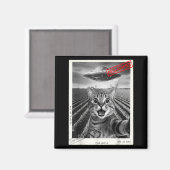 Cat Selfie Ufo Alien Funny Surprised Cat Meme Men Magnet (Vorderseite/Rückseite)