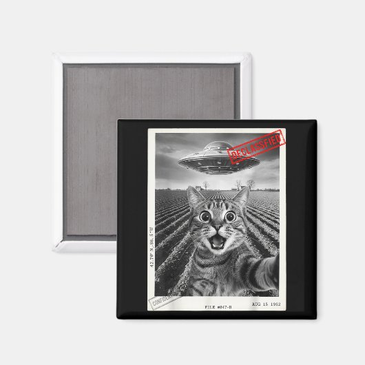 Cat Selfie Ufo Alien Funny Surprised Cat Meme Men  Magnet (Vorderseite/Rückseite)