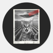 Cat Selfie Ufo Alien Funny Surprised Cat Meme Men Runder Aufkleber (Vorderseite)