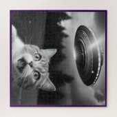Cat Selfie UFO Jigsaw Puzzle Whimsical (Horizontal)