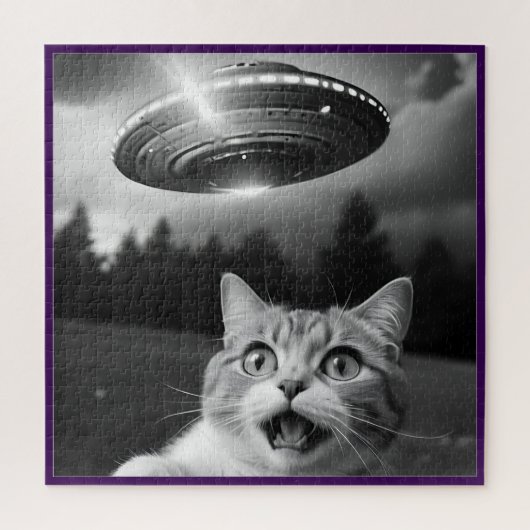 Cat Selfie UFO Jigsaw Puzzle Whimsical (Vertikal)