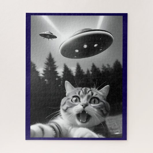 Cat Selfie UFO Jigsaw Puzzle Whimsical (Vertikal)