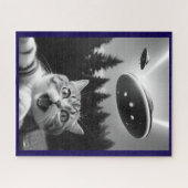 Cat Selfie UFO Jigsaw Puzzle Whimsical (Horizontal)