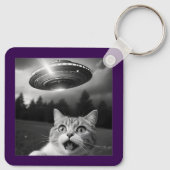 Cat Selfie UFO Schlüsselanhänger Funny Alien Entfü (Rückseite)