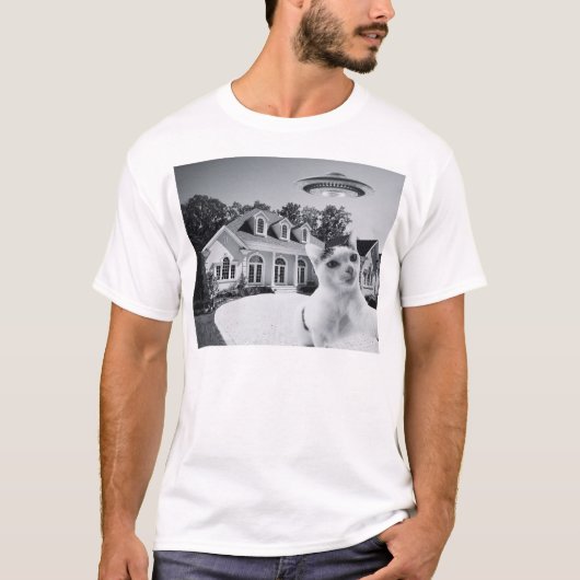 Cat Selfie Ufo Space T-Shirt (Vorderseite)