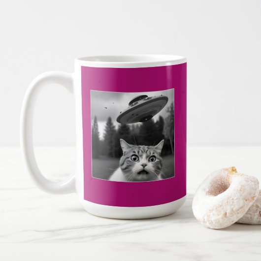 Cat Selfie UFO Tasse Funny Kaffee Tasse (Mit Donut)