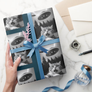 Cat Selfie UFO Wrapping Papier Weihnachtsfest Geschenkpapier