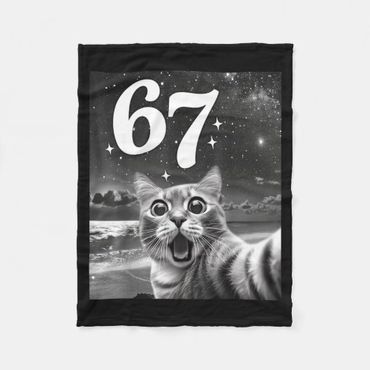 Cat Selfie With 67 Meme Funny Cats Graphic For Men Fleecedecke (Vorderseite)