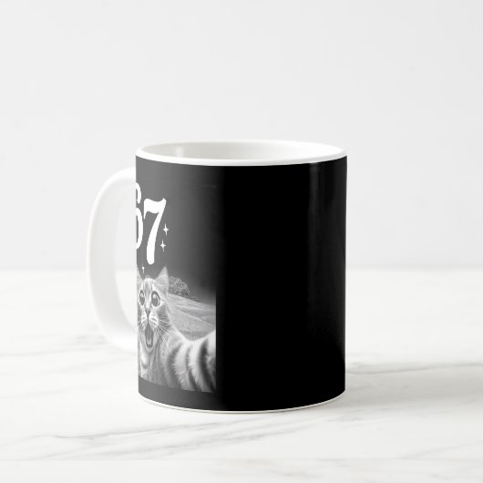 Cat Selfie With 67 Meme Funny Cats Graphic For Men Kaffeetasse (Vorderseite Links)